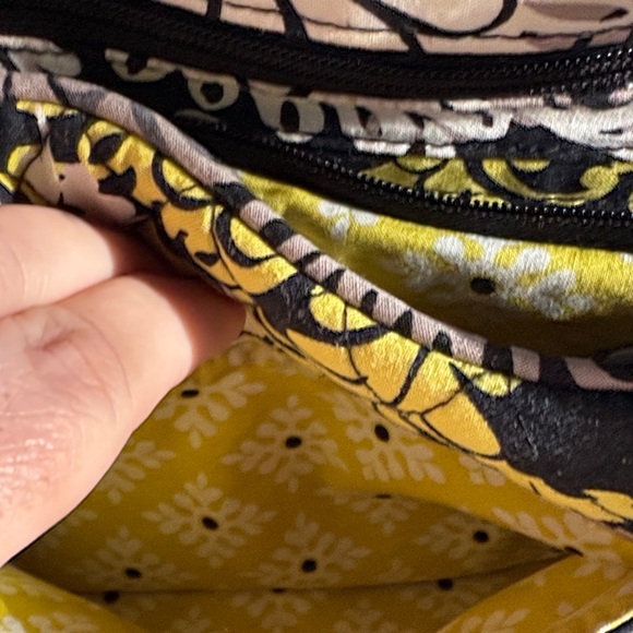 Vera Bradley Elegant Floral Black and Yellow Shoulder Bag - Picture 3 of 7